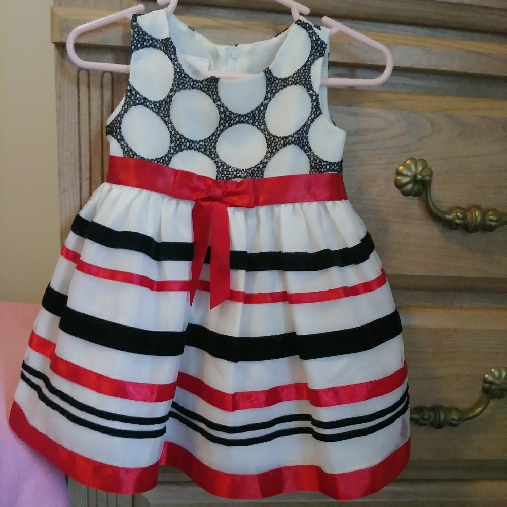 Baby Girls Black/Red/White Formal 6-9M
